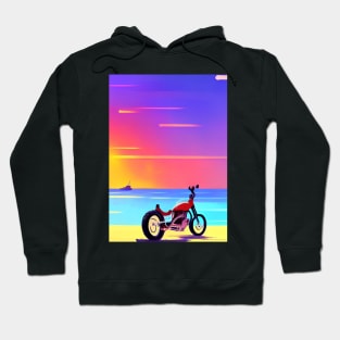 PEACEFUL RETRO STYLE MOTORCYCLES AT THE BEACH Hoodie